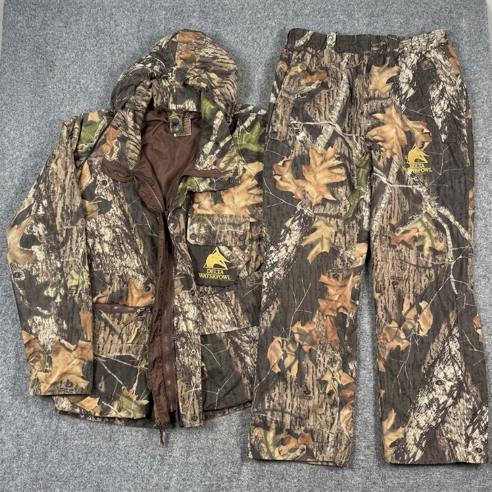 🦆 Whitewater Outdoors Delta Waterfowl Camo Hunting Jacket Pants Set Mossy Oak L